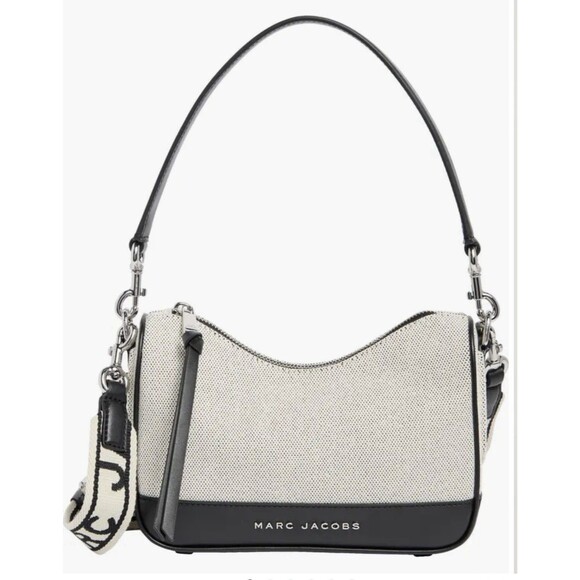 New Marc Jacobs Convertible Canvas Shoulder Bag Beige /Black - Picture 1 of 6